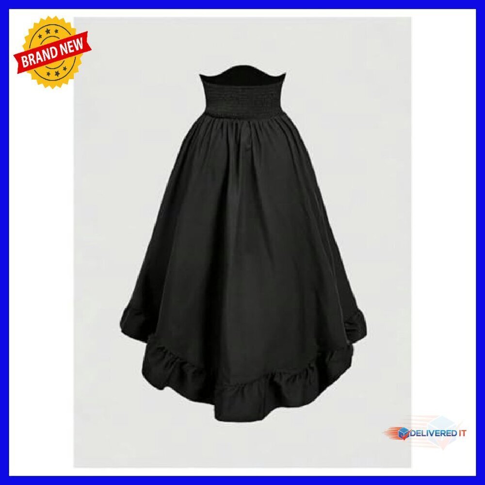 Plus Size Renaissance Skirt Asymmetrical High Waisted Ruched Midi - Picture 3 of 5